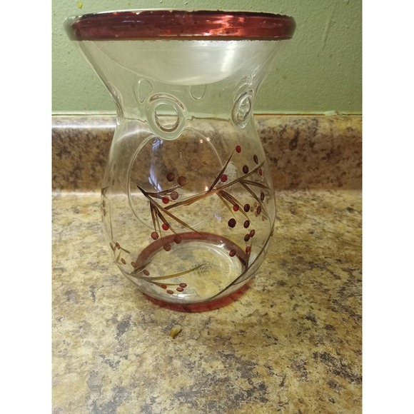 Yankee Candle Other - Yankee Candle 2012 Glass Wax Warmer Red Berry Branch Holiday Tart Burner Clear